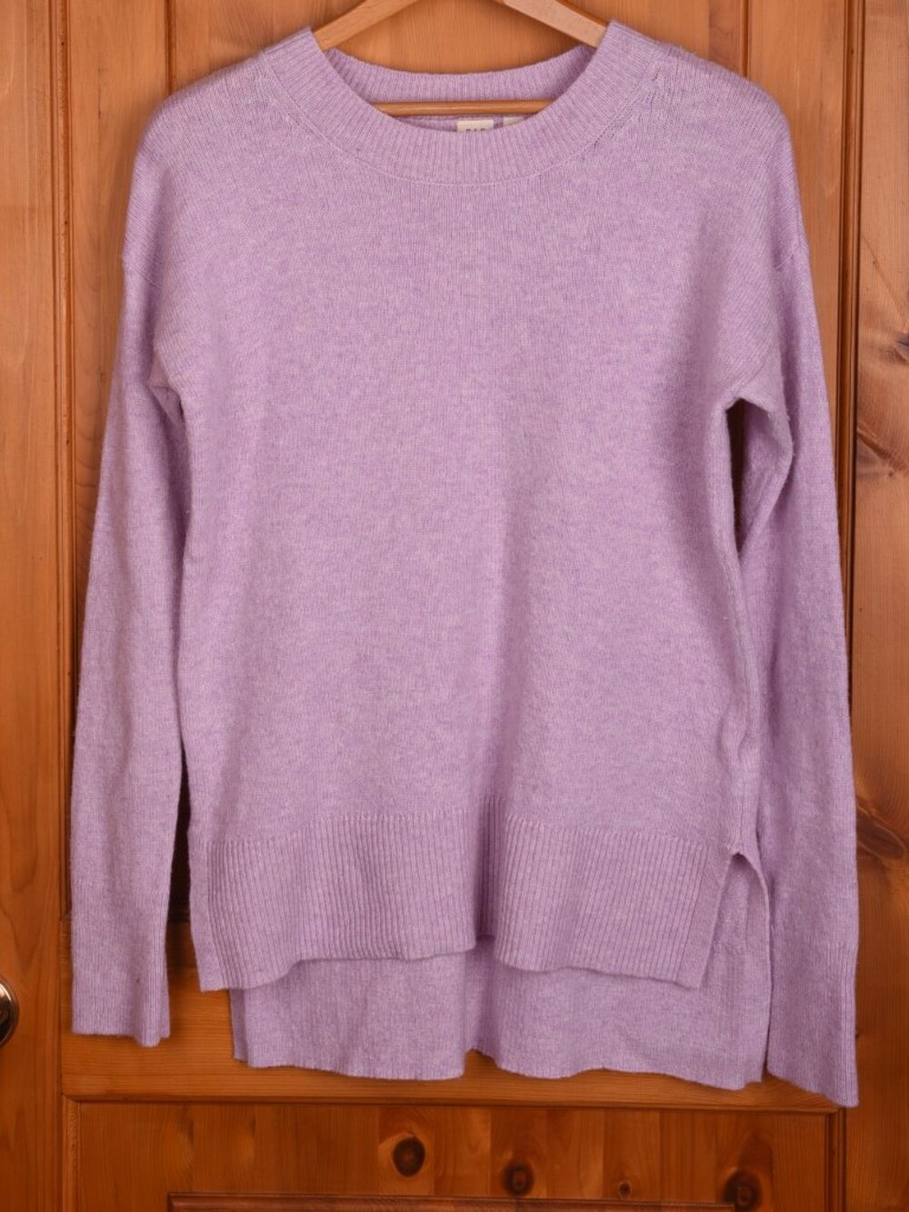 Gap Soft Knit Wool Blend Purple Crewneck Pullover Sweater Split Hem Tunic - XS